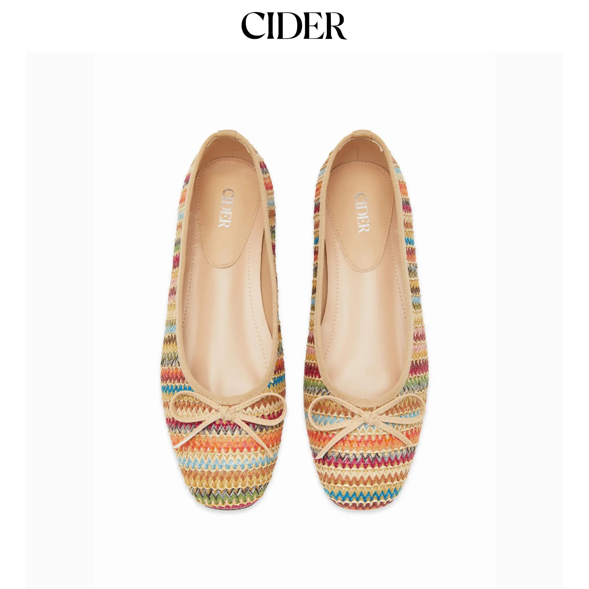 Cider KNITTED BOWKNOT DECOR MARY JANE FLATS, Slip Ins Shoes, Casual Wear, Faux Leather, Flat Heel (1 Cm Or Less), Leather & Faux Leather