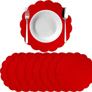 2pcs Colorful Floral Linen Placemats, Round Heat Resistant Table Mats, Boho Farmhouse Style, Wedding Holiday Dinner Decorations