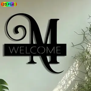 1pc Welcome Monogram Metal Wall Art, Stylized Letter M Statue Mural, Artistic Wall Sign, Intricate Craftsmanship, Perfect for Housewarming, Thanksgiving Decor, Perfect for Porch Wall Entryway Living Room Decor, Ideal Gift for Home Decor Enthusiasts.
