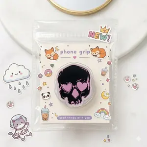 Cute Skull Phone Grip Holder Pastel Goth Heart Eyes Gothic Grunge Expanding Stand Aesthetic Spooky Phone Accessories Gift for Her Teen Girls Women