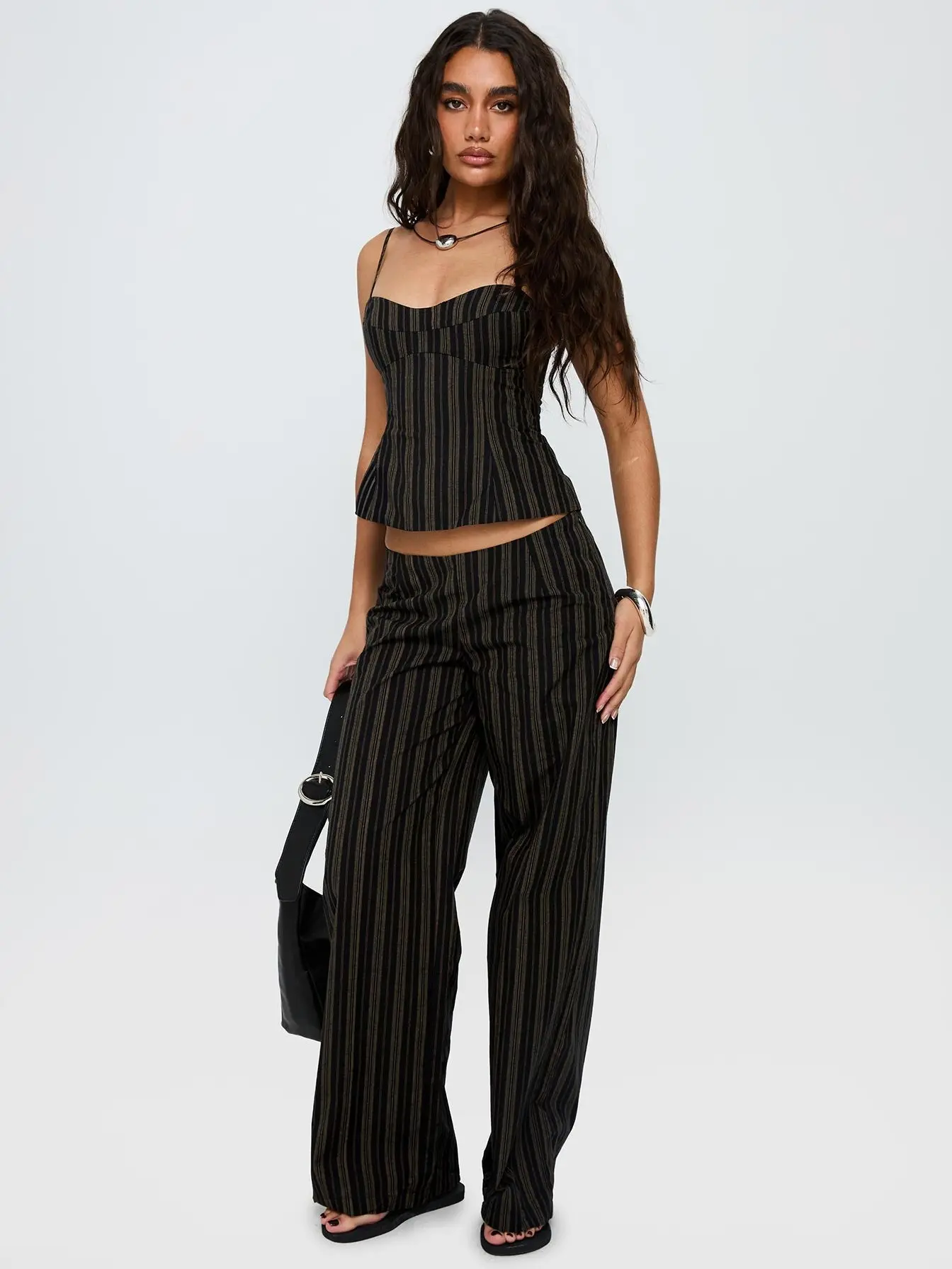 Kierstyn Corset Set Black Stripe