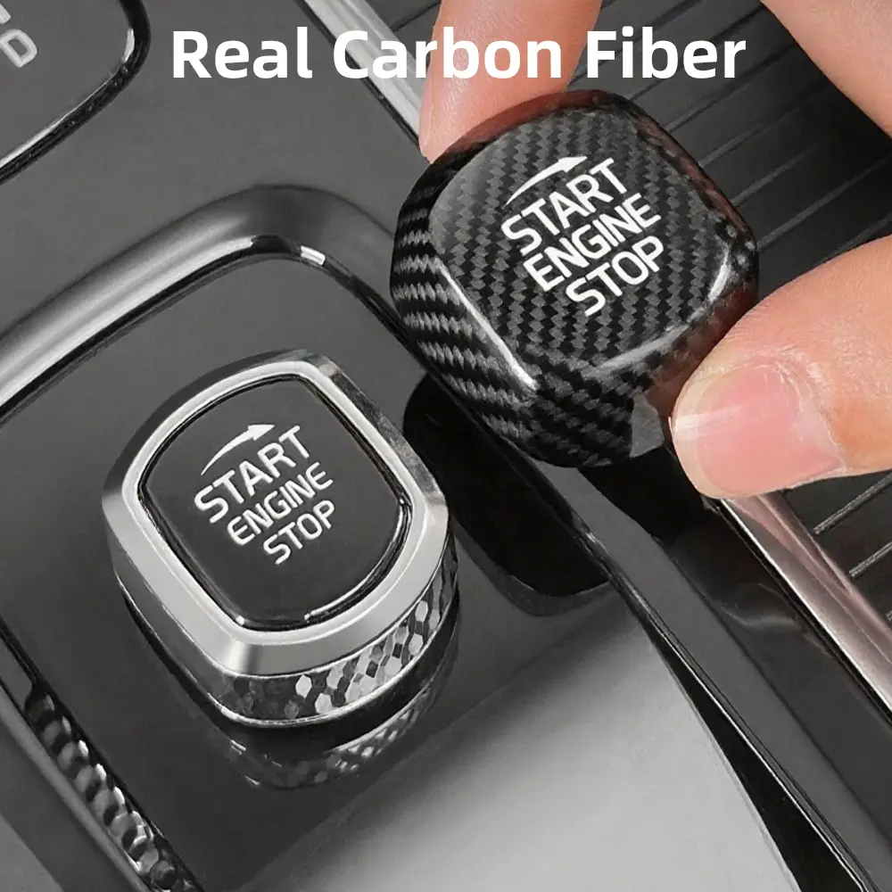 Car Interior Starter Button Sticker Automobile Decals For Volvo Xc90 V60 Xc60 V90 S90 S60 Real Carbon fiber Auto Accessories Modifications Red and Black Scratch-Resistant Protective Parts