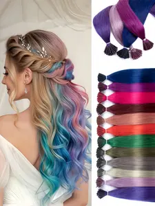 Dopamine I Tip Hair Extensions in Various Colors Made from Real Human Hair, Stright Real Human Hair, Easy Installation and Quick Removal, Perfect for Festive Occasions, Contests, And Celebrations