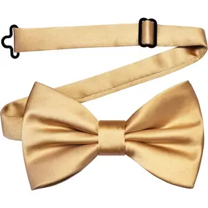 Solid Color Pre-tied Bow Tie Quality Adjustable Bowtie for Men Party Wedding