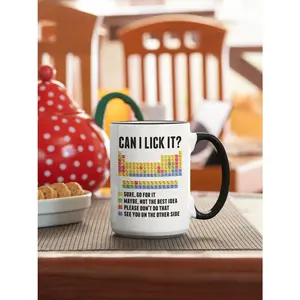 Funny Periodic Table Mug, Can I Lick It Science Cup, Chemistry Teacher Gift, Nerdy Science Coffee