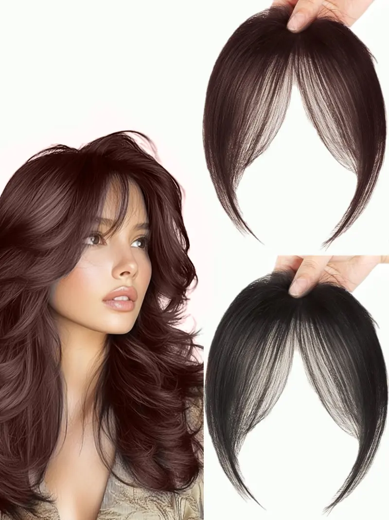 Clip-on Side-swept Bangs, French-style Bang Hairpiece, Volume-boosting Hair Clip, Women's Wig, Forehead Hair Replacement Piece, Synthetic Wig, 3d Center Part, Natural Appearance, Synthetic Clip on Hairpieces, Suitable for Parties and Everyday Wear.