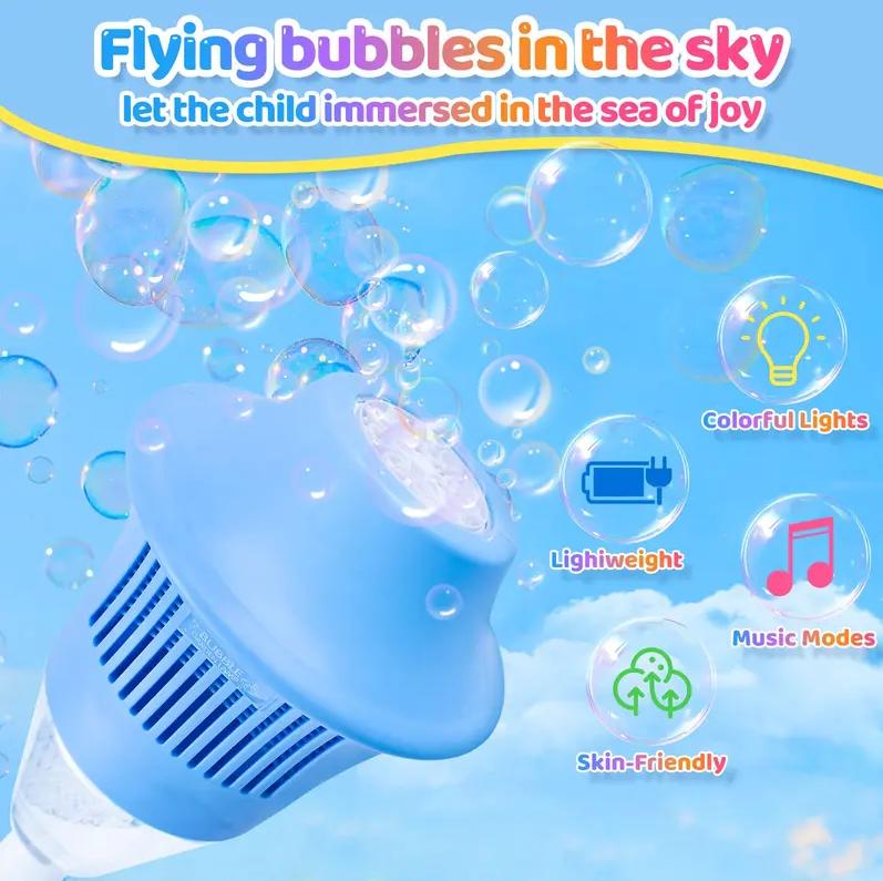 Automatic Handheld Bubble Machine for Kids, Bubble Maker Spring Summer Toys with Lights, Outdoor Rechargeable Blower Best Easter Gift for Children