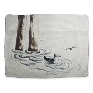 360 stand Seagull Print Rectangular Coastal Theme Braided Polyester Placemat & Coasters Set, 14x18 in, Kitchenware Tableware Home Decor
