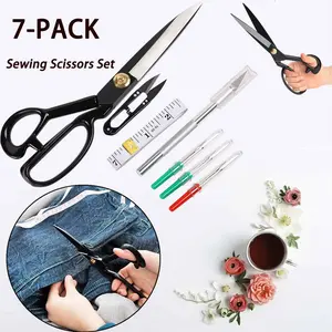 1Set Premium Heavy Duty Scissors Kit, 10 Inch Stainless Steel Sewing Scissors, Professional Tailor Scissors, Fabric Shears for Leather, Home, Office, Artists, Dressmakers