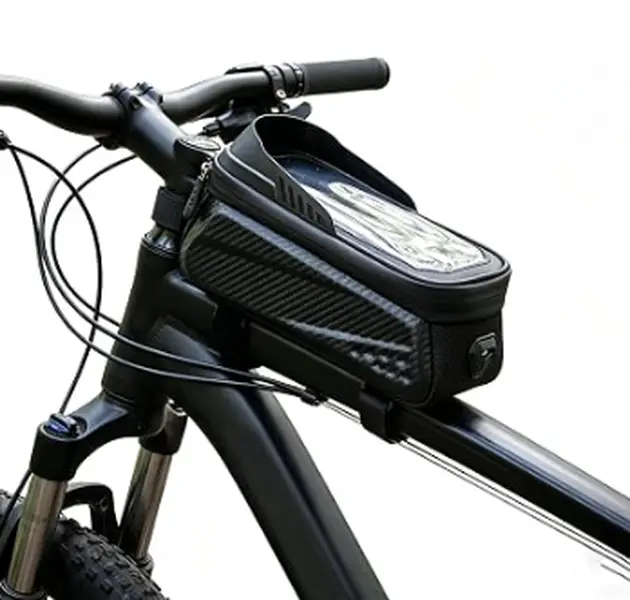 Bike/Bicycle Phone Front Frame Bag, Waterproof, Tube Bag,Cycling Pouch, E-Bike Accessories for Men Compatible Phone Under 7” Straps Fit All Frames