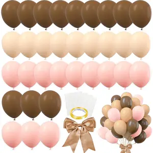 82 PCS Party Balloons Kit Latex 10 inch Brown Pink Khaki Cream Balloons for Girl Party Wedding Gender Reveal Decorations Shower Bear Party Supplies (Style 8)