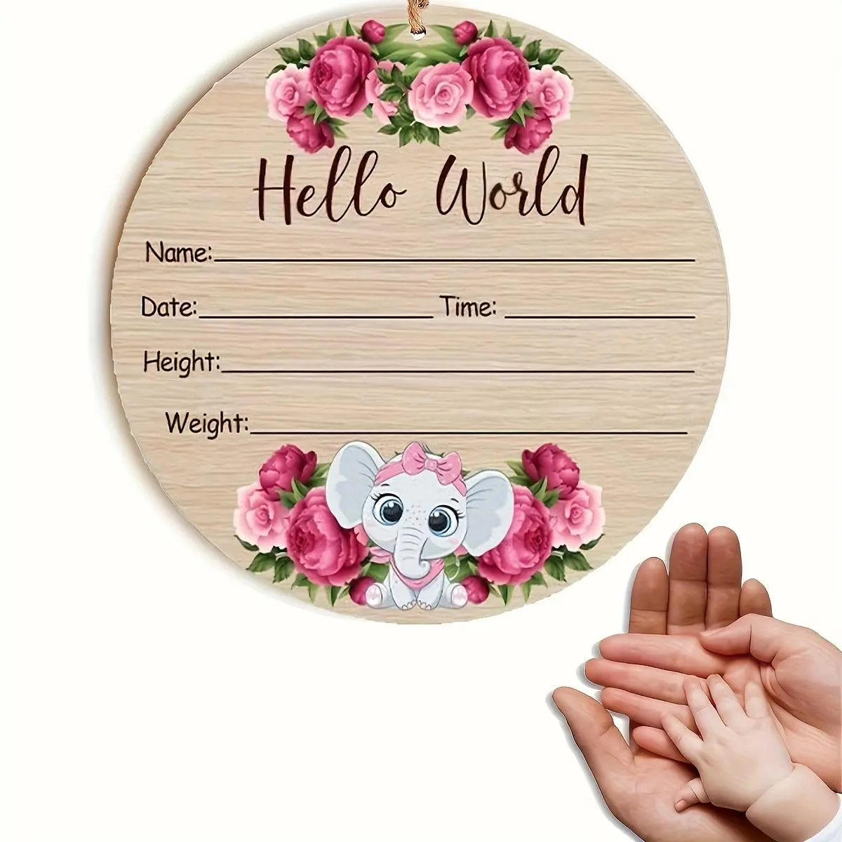 Hello World Lettering Wooden Hanging Sign, Baby Shower Photo Prop, Hanging Decoration for Home Birthday Party Baby Shower, Creative Home Decor