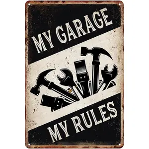 Vintage Garage Signs Garage Decor For Men Retro Metal Tin Sign My Garage My Rules Signs Car Garage Decor Vintage Garage Door Decorations Old Guys Tool Rule Sign Shop Tin Signs 12 X 8 Inch