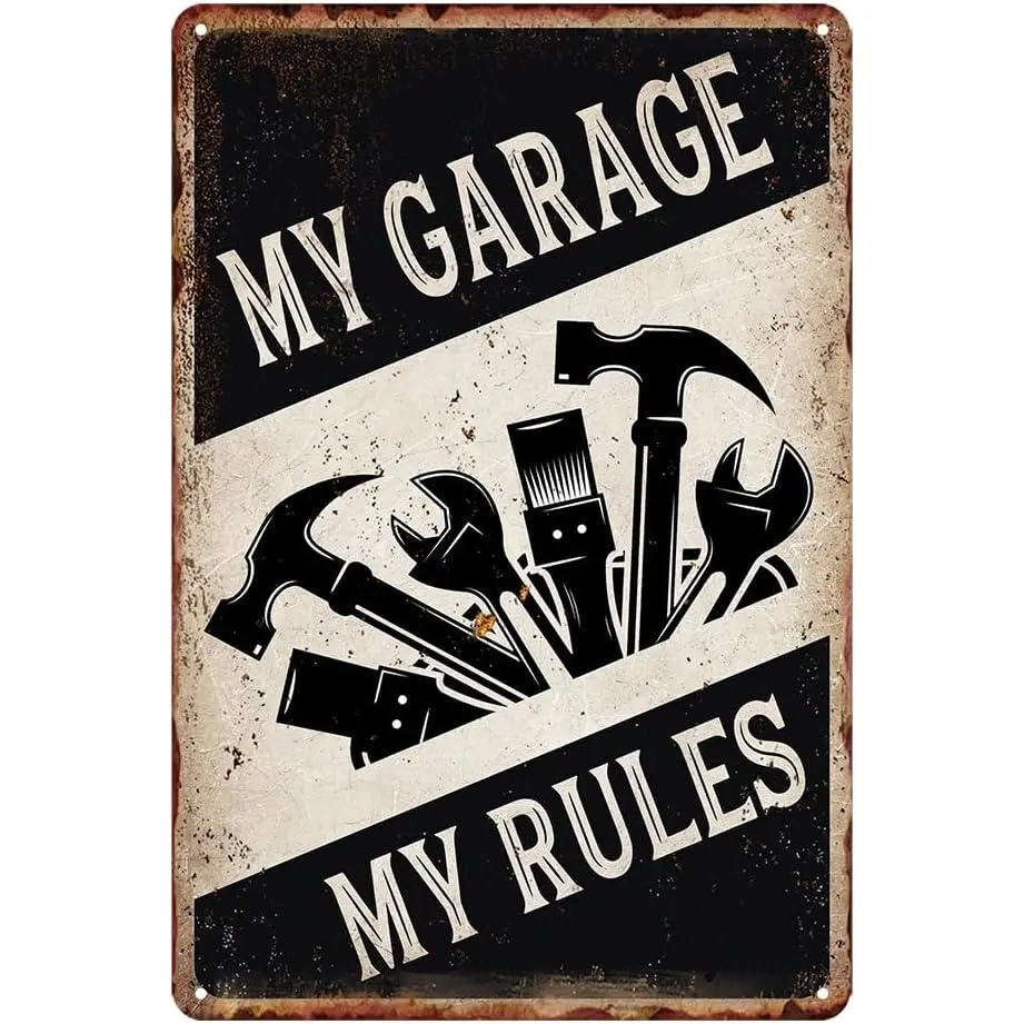 8x12 in Durable Retro Metal Tin Sign Home Supplies, Weather Resistant Fade Resistant Vintage Plaque, Easy-Install Home Decor for Men, Garage Shop Door Decoration