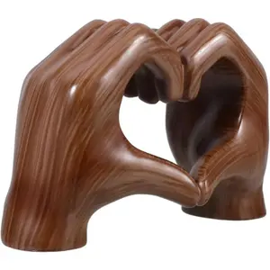Wooden Heart Shaped Hand Sculpture, 1 Box Modern Love Gesture Figurine, Desktop Decor for Home Office, Room Decor, Home Decor, Ornaments