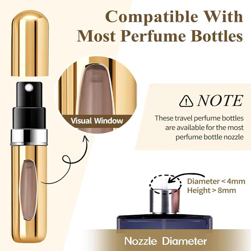 1/4Pcs 5ml Perfume Atomizer Portable Liquid Container for Cosmetics Traveling Mini Aluminum Spray Empty Refillable Bottle Compact & Lightweight