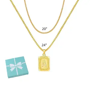 Set of Initial Chain Necklaces – Double Layer Stainless Steel Letter Jewelry for Couples or BFFs, Personalized, Non-Fading