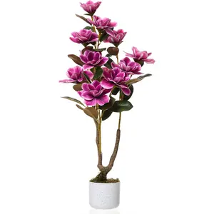 Fake Orchids Flowers in Pot, Faux Orchids Plant Real Touch for Home Decor Indoor Bathroom Decoration