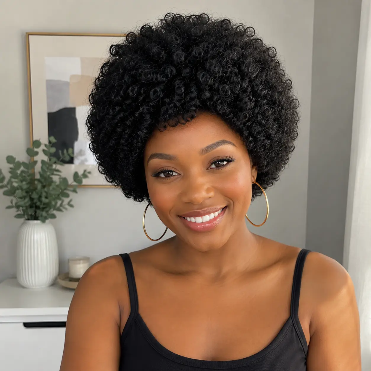 9.9$ Curly Hair Wig for Black Women Short Layered Pixie Wigs With Bangs Brazilian Virgin Curly  Hair Wig Glueless Natural Black 1B Color for Everyday Use