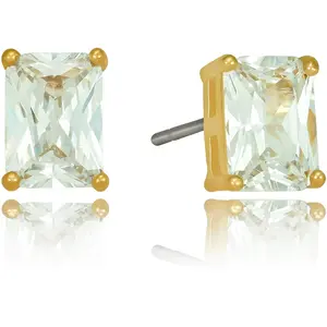 LIFETIME JEWELRY Cubic Zirconia Cube Stud Earrings for Women 24k Gold Plated