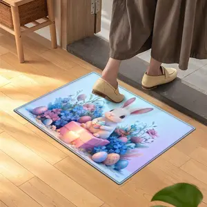 1PCS The Rabbit And The Easter Egg Style Floor Mat Flannel Printed Holiday Decorative Floor Mat, Suitable For Door Mats, Kitchen Floor Mats,Bathroom Mats And Other Multi Size Places -16*24/20*30/24*95 In
