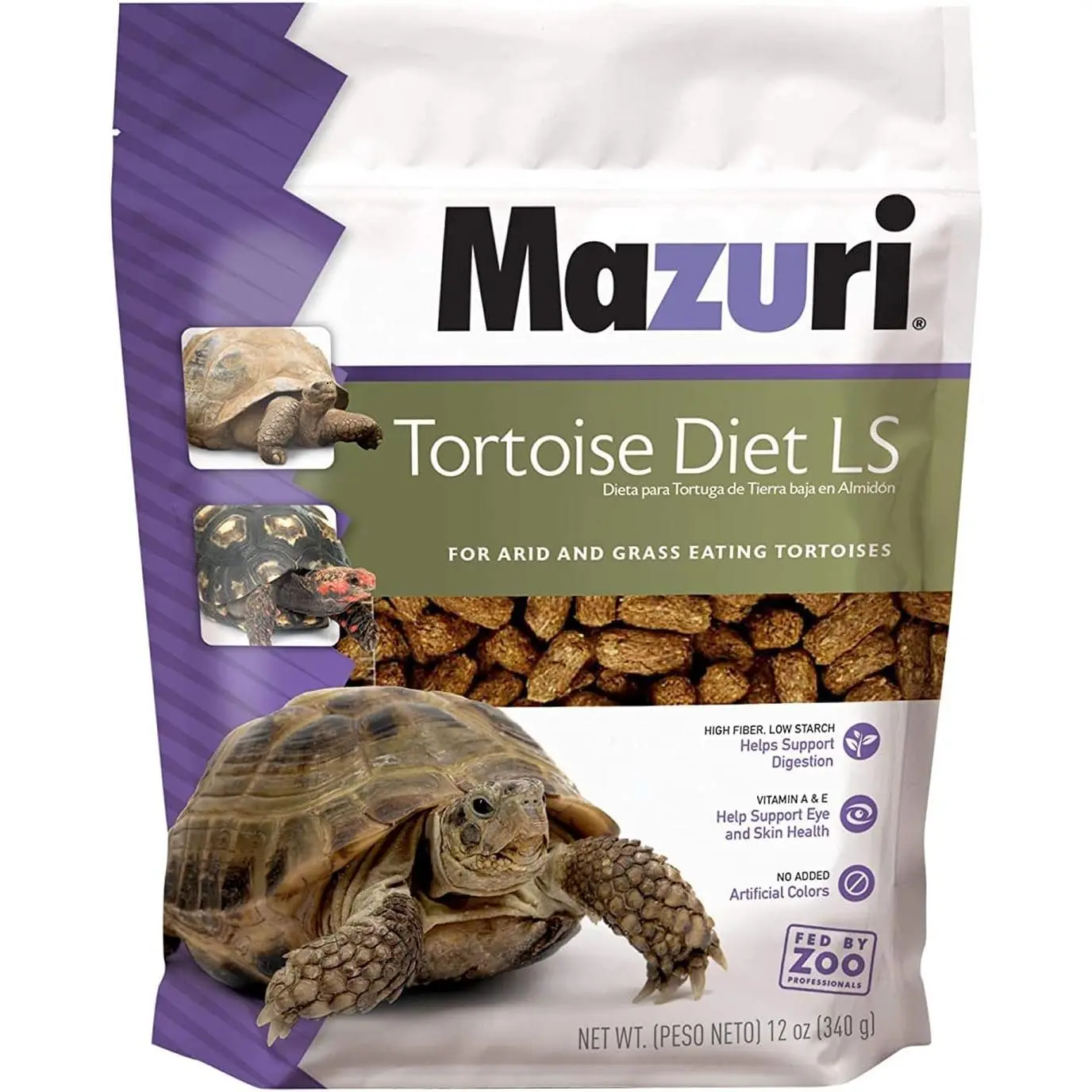 Low Starch Tortoise Diet, for African Spurred/Sulcata, Desert, Egyptian, Galapagos, Gopher, Greek, Leopard, Pancake, Radiated or Yellow-Footed Tortoise, 12 oz