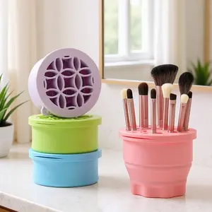 Silicone Makeup Brush Cleaning Tool, Drying Storage Organizer, Beauty Brushes Washing Cup, Essential Cosmetic Care Accessory, Makeup Brushes Cleaner