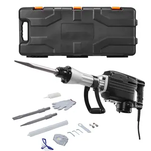 Demolition Jack Hammer, 2800 W Electric Jackhammer, 1200 BPM Concrete Breaker With A Point Chisel, A Flat Chisel, Carrying Case, Gloves, For Concrete, Wall, Brick, Tile And Foundation