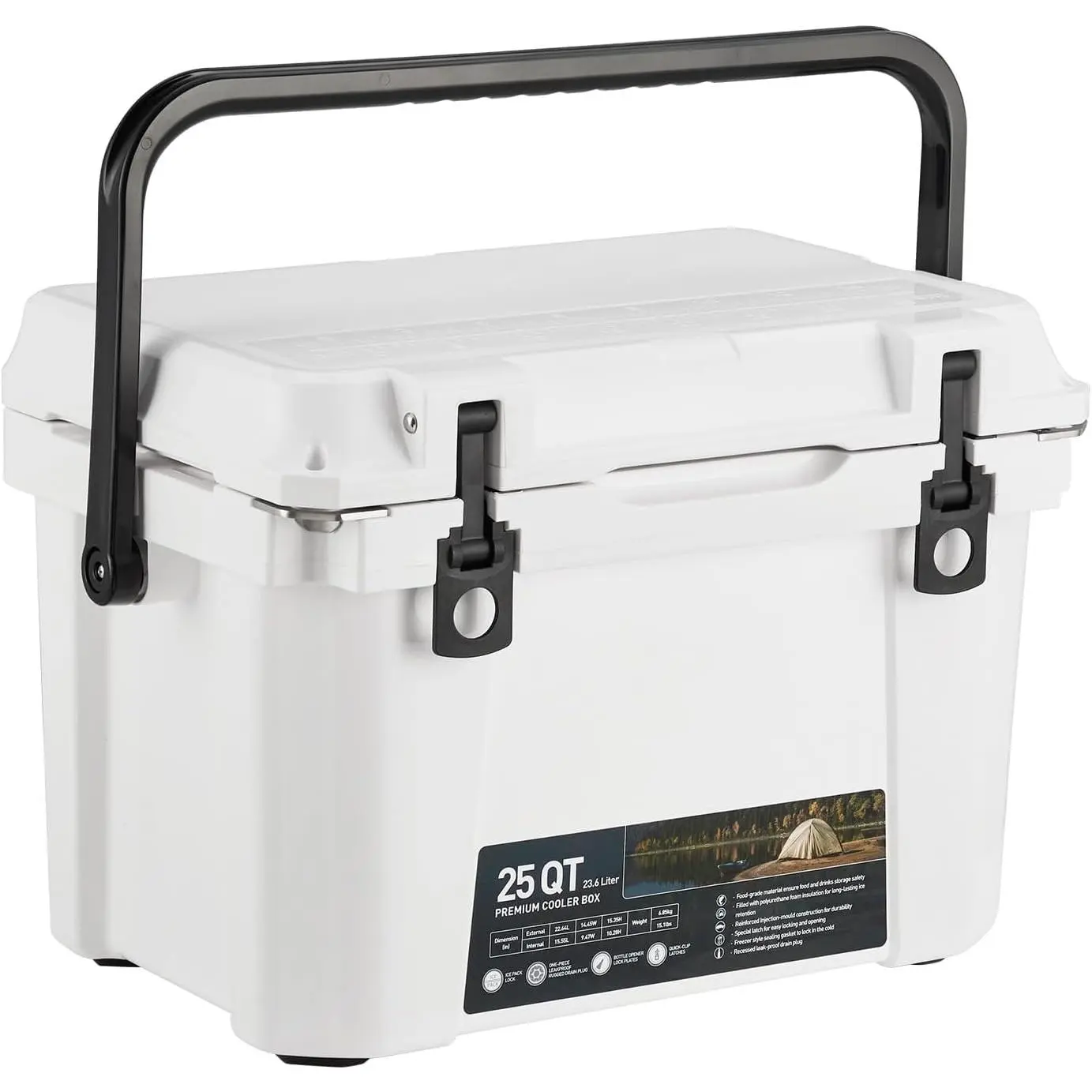 GARVEE Functional Hard Cooler - Insulated Portable Ice Chest Box with Heavy Handle, 5-Day Ice Retention for Camping, Outdoor Adventures