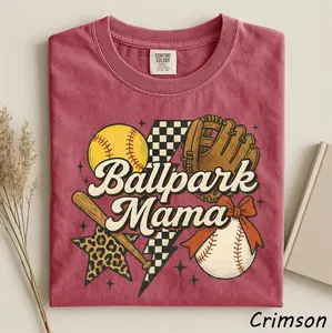 Ballpark Mama T-Shirt - Baseball and Softball Mom Graphic Tee - Game Day Outfit for Women - Trendy Sports Mom Top - Baseball Fan Graphic Apparel
