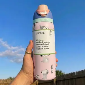 Hot 2026 Sn0o-py Owala 32oz Pink Water Bottle Stainless Steel Exclusive Edition
