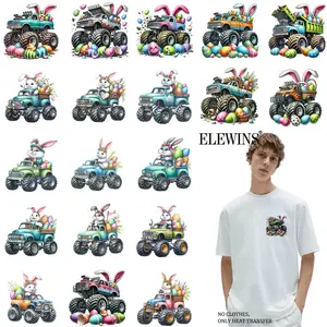 36 Sheets Easter Monster Truck Iron on Transfers | DTF Heat Transfer Papers, Ideal for T-Shirts, Hoodies, Jeans, Backpacks & Pillows, Machine Washable Vinyl, Suitable for Men and Women