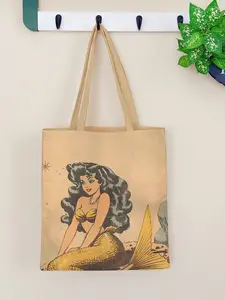 Mermaid Pattern Handbag, Large Capacity Shoulder Bag, Casual Daily Use, Unisex, Random Print, All Seasons