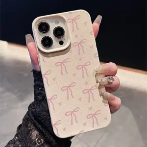 Bow Heart Pattern Matte Full Coverage Anti-Drop Protective Tpu Phone Case for iPhone 11-17 Pro Max, Samsung A55-A91 S25-S21 Series