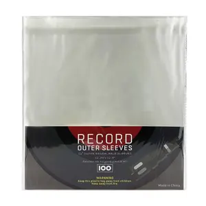 12.5" Heavy Duty Vinyl Disc LP Record Jacket Cover with re-sealable flap - pack of 25