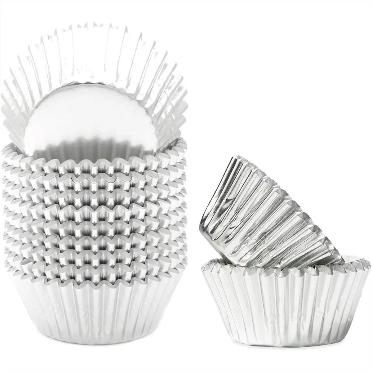 Mini 500pcs Silver Foil Cupcake Liners for Baking Baking Cups Thick & Sturdy, Oil Resistance, Muffin Liners Paper A