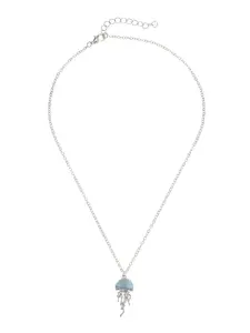 Oceanic Jellyfish Pendant Necklace, Summer Limited Edition Jewelry, Unique Layering Accessory, All-Over Print Design, Boho Style