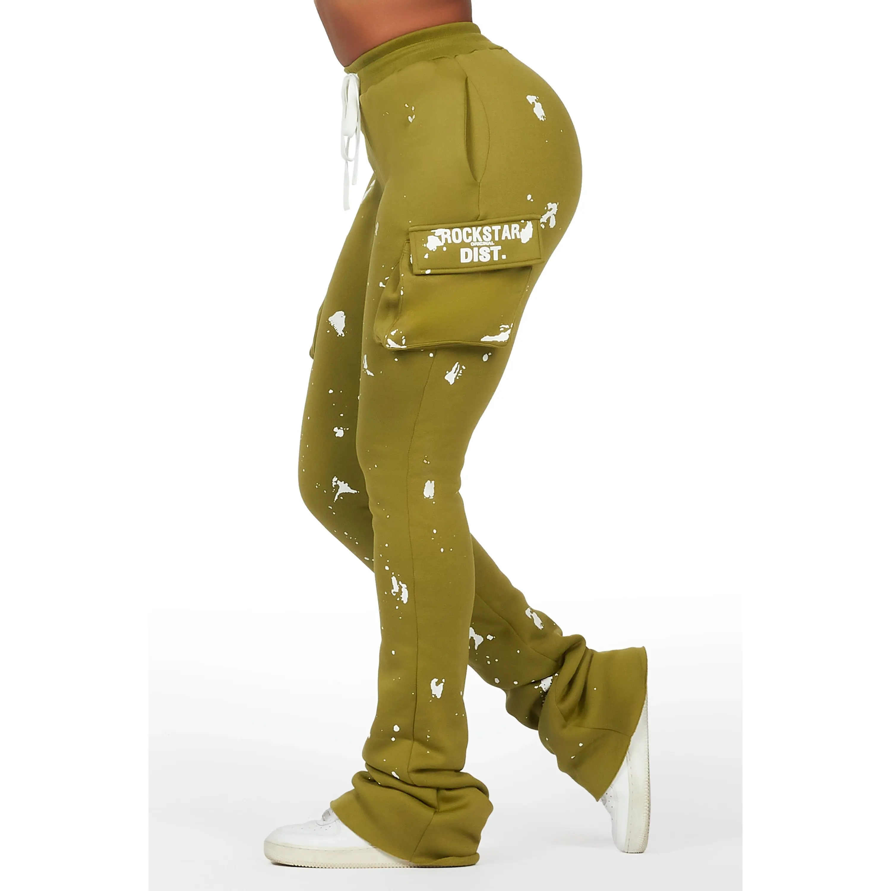 Antonia Olive Cargo Stacked Track Pant