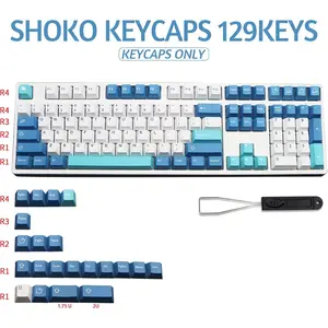 Shoko Keycaps, 129 Set PBT Keycaps for Gaming Keyboard, Cherry Profile Dye Sublimation Keycaps with Puller for Gateron Kailh Cherry MX 104/87/74/61 60 Keyboard