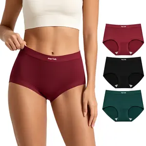 NapTalk Womenswear Women's High-Waisted Cotton Briefs 3-Pack, Soft Breathable Full Coverage Underwear, Moisture-Wicking Panties for Everyday Wear