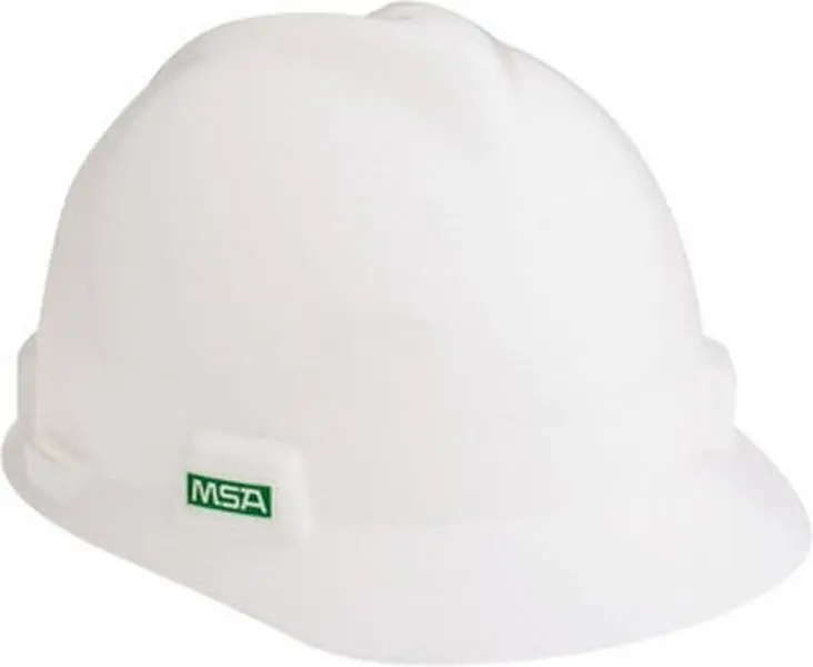 MSA Safety ANSI Type I Class E 4-Point Ratchet Hard Hat Size 6-1/2 to 8, Polyethylene, Slotted, White 475358
