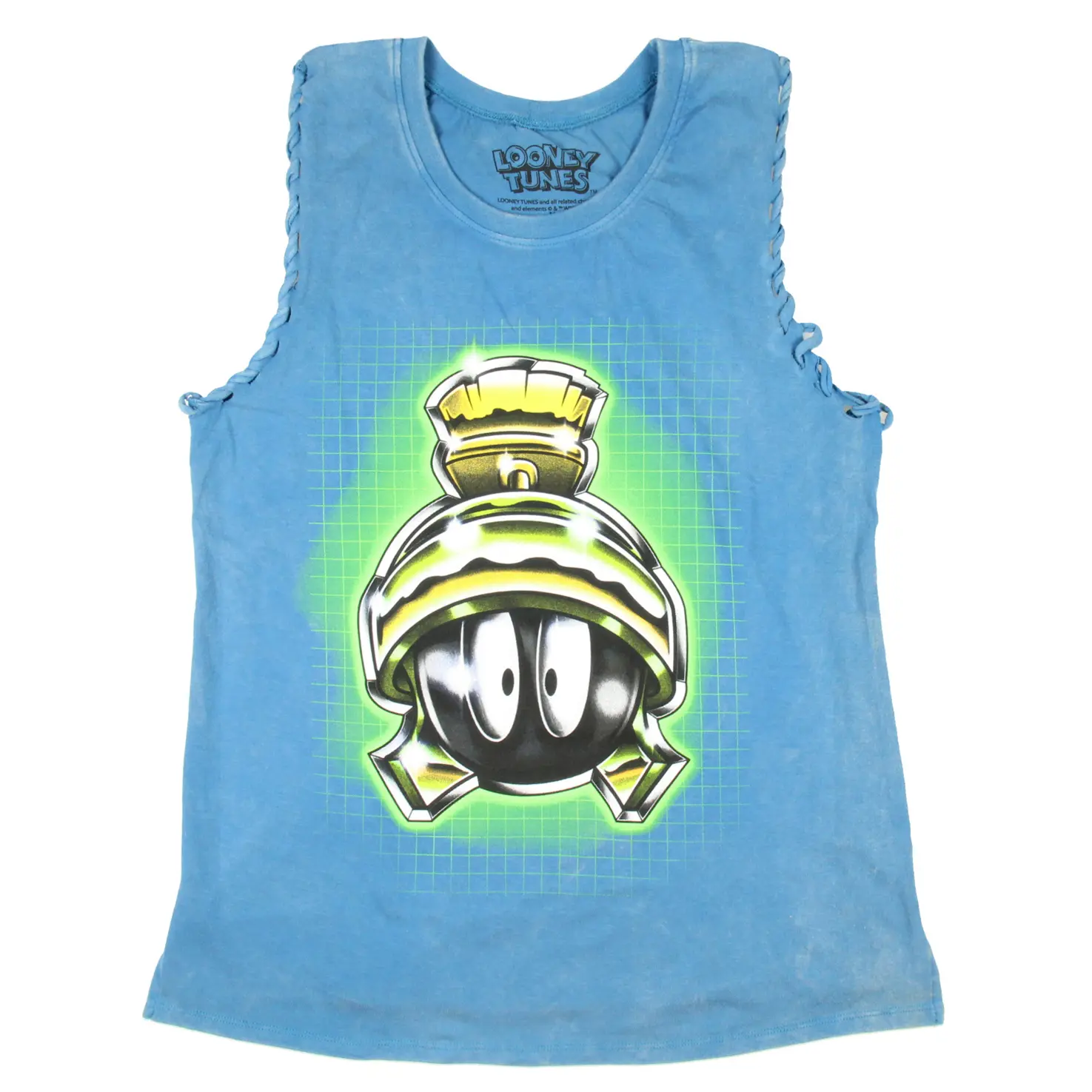 Looney Tunes Junior's Marvin The Martian Lace-Up Design Distressed Tank
