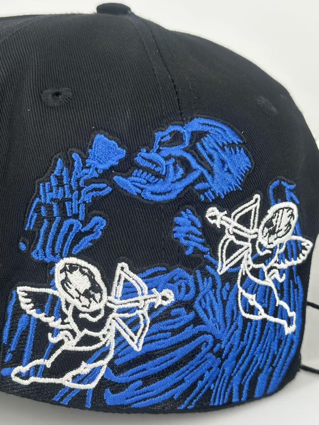 Hip Hop Street Fashion Snapback Cap, Y2K Rhinestone Embroidered Graffiti Hat, Adjustable Urban Streetwear Baseball Cap for Men