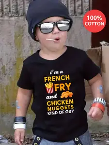 Boys' T-shirts I'm A French Fry And Chicken Nuggets Kind Of Guy Print 100% Cotton Short Sleeve T-shirt with Unique Graphics and Durable Fabric