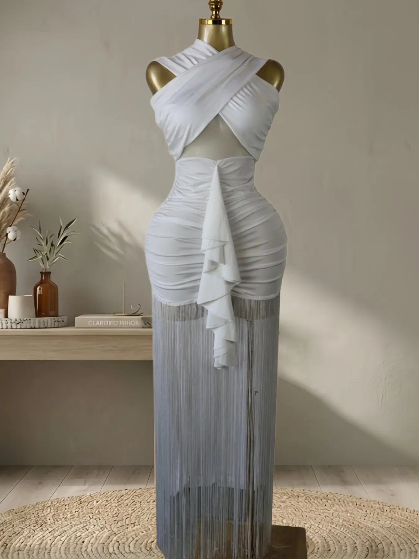 halter dress with shrug Okinawa silk halter dress and shrug – Evergreen Antiques & True Vintage main image 0