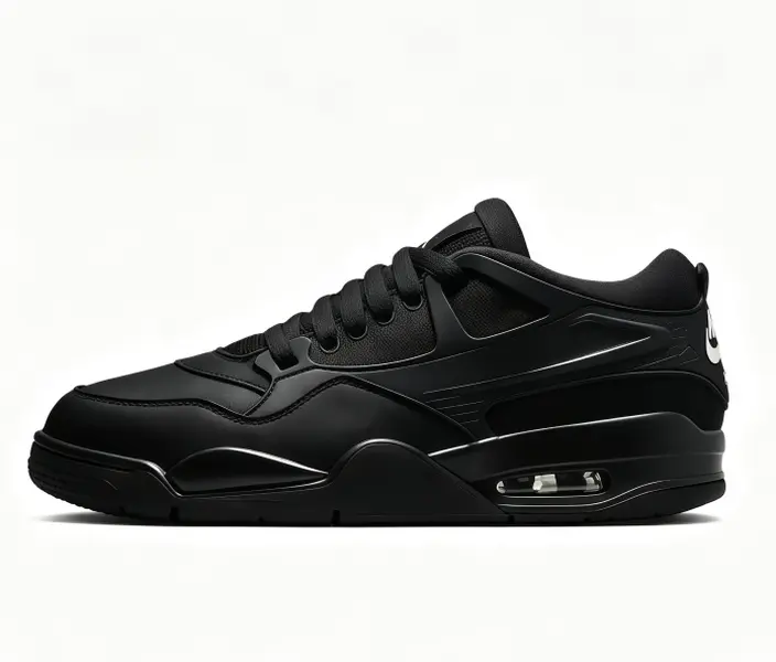 Air Jordan 4 RM Black Cat All Black Leather Sneakers Unisex Retro Low Top Athletic Street Trainers