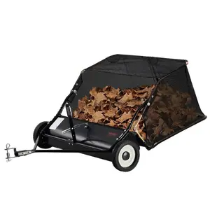 fathersdaygift VEVOR 42-inch Lawn Sweeper Tow Behind, 12 cu. ft. Large Pull Behind Grass Sweeper, Heavy Duty Leaf Grass Collector with Dumping Rope Design, Adjustable Sweeping Height for Picking Up Debris Grass