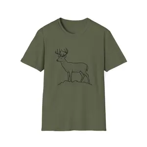 Topographic Deer Illustration T-Shirt | Minimal Wildlife Line Art