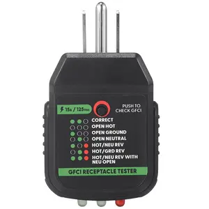 Outlet Tester for GFCI and Standard North  120V AC Electrical Outlets, Receptacle Tester,  & Professional Use, Detects Common Wiring Problems, ETL Listed
