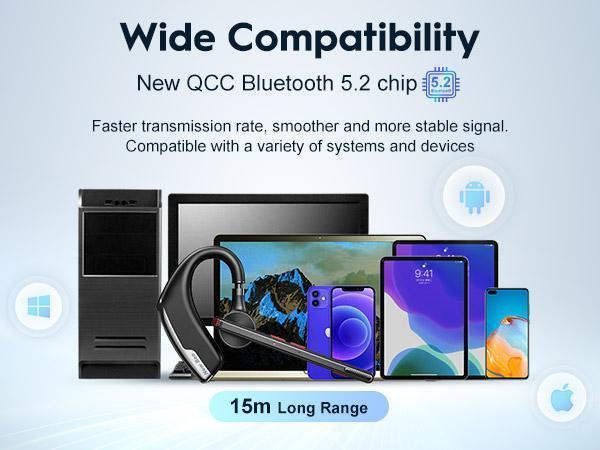 M51 New Bee Bluetooth Headset V5.2 with Dual Microphones, 80 Hours Playback Time, 500mAh Charging Box, Suitable for Office and Driving, Truck Drivers